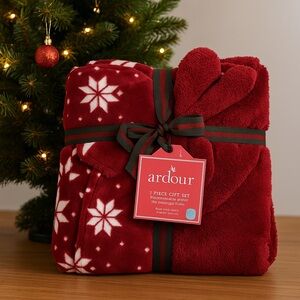 Red Snowflake Blanket Set